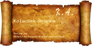 Kolacsek Aranka névjegykártya