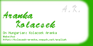 aranka kolacsek business card